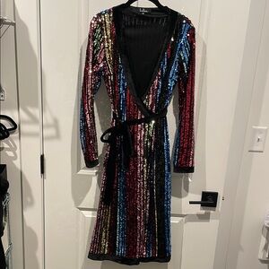 Lulu's Multicolor Sequin Wrap Dress